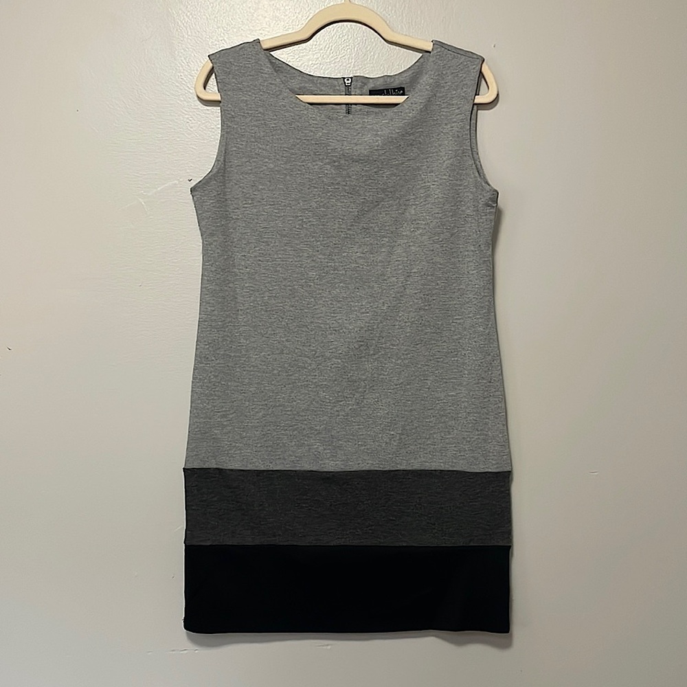 Comfortable dress. Light grey, dark grey, and black. Size medium